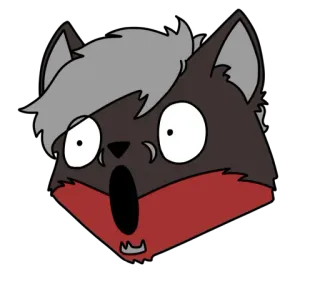 😯 животное, мультфильм, удивлённый, в шоке, волк, пушистый, выражение telegram sticker