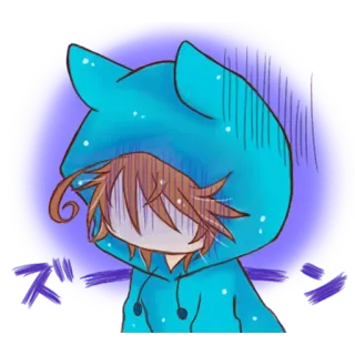 😞 Anime, Manga, Sudore, Ansia, Felpa con cappuccio da gatto telegram sticker