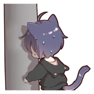 🌟 고양이, 애니메이션, 치비, 귀여운, 고양이 귀, 고양이 꼬리 telegram sticker