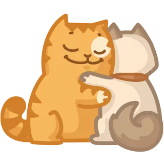 😚 kucing, pelukan, hewan, persahabatan, kartun whatsapp sticker