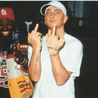 ☹️ Eminem Eminem, dedo do meio, ofensivo, rapper, música, celebridade whatsapp sticker
