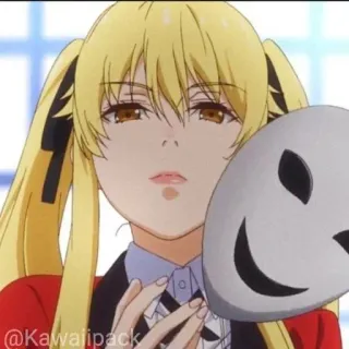 🥢 Mary Saotome Kakegurui anime, girl, blonde, mask, kakegurui, mary saotome, character telegram sticker