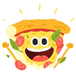 😃 Pizza, Makanan, Kartun, Senang, Potongan, Masakan Italia whatsapp sticker