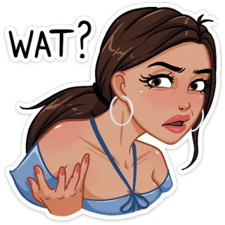 ❓ WAT? donna, domanda, confusa, espressione, cartone animato, sticker telegram sticker