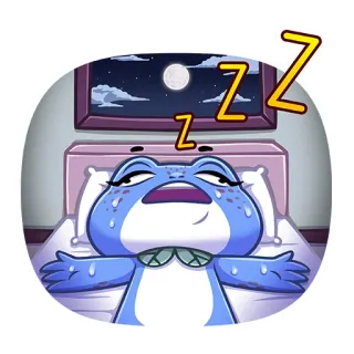 😴 Z assonnato, rana, letto, cartone animato, notte, luna, zzz, stanco whatsapp sticker