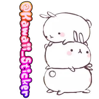 🆔 Kawaii_Sticker kawaii, adesivo, coelhos, pilha, fofo, desenho animado telegram sticker