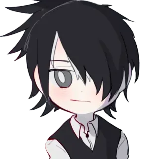 😏 Anime, Chibi, Karakter, Rambut hitam, Lucu, Ilustrasi whatsapp sticker