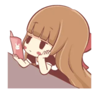 📖 Mädchen, Lesen, Cartoon, Buch, Süß telegram sticker
