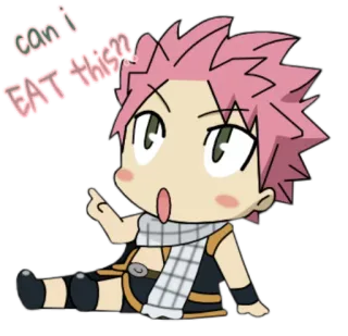 😋 Natsu Dragneel Fairy Tail can i EAT thism アニメ, マンガ, フェアリーテイル, ナツ・ドラグニル, ステッカー, ちび whatsapp sticker