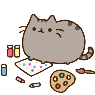 🎨 Pusheen 猫, 漫画, かわいい, プシーン, 絵, アート, 愛らしい telegram sticker