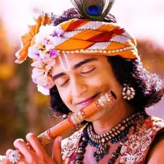 🎵 Krishna Hinduísmo, divindade, deus, flauta, Índia, religião telegram sticker