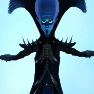 🌟 Megamind Megamind, Méchant, Super-vilain, Dessin animé, Bleu, Animation, Personnage telegram sticker