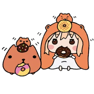 🍩 Anime, Personnage, Mignon, Donut, Nourriture, Kawaii whatsapp sticker