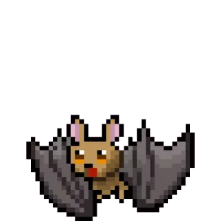 😮 bat, pixel art, animal, mammal, flying, cute, cartoon whatsapp sticker