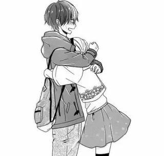 🖤 abbraccio, amore, anime, manga, coppia, affetto, amicizia telegram sticker