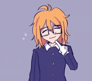 😅 Cartoon, Anime, Charakter, Brille, orange Haare, grinsend telegram sticker