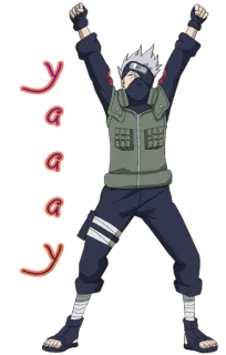 ✊ Kakashi Naruto yay kakashi, naruto, anime, celebration, joyful telegram sticker