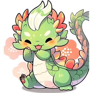 🤗 Drache, niedlich, kawaii, Fantasy, Aufkleber, Cartoon, Tier, grün telegram sticker
