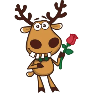 🌹 moose, rose, flower, cartoon, animal, funny telegram sticker