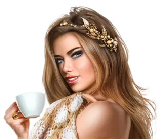 ☕ mujer, rubia, café, retrato, hermosa telegram sticker
