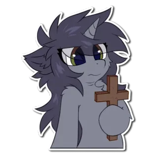 🎚 漫画, ポニー, 十字架, オカルト telegram sticker