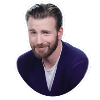 😏 Chris Evans acteur, célébrité, portrait, homme, barbe, sourire telegram sticker
