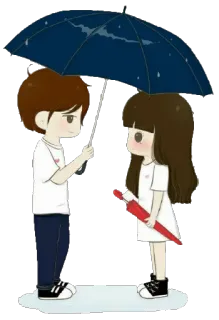 ☔️ couple, love, umbrella, cartoon, cute, relationship, romance telegram sticker