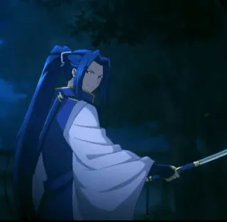 🎐 anime, katana, sword, samurai, warrior, blue hair telegram sticker