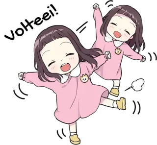 😋 Volteei! Cartoon, Mädchen, Süß, Fröhlich, Tanzen, Animiert whatsapp sticker