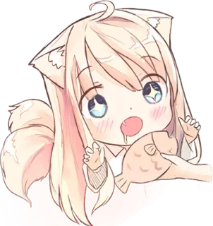 😋 Anime, Manga, Mignon, Kawaii, Renard, Animal, Poisson, Chibi whatsapp sticker