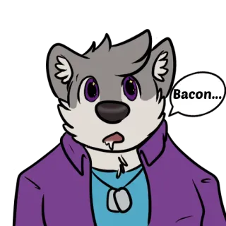 😮 Bacon... Anthro, Furry, Lard, Nourriture, Animal, Dessin animé whatsapp sticker