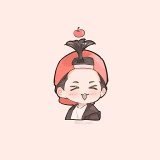 😁 Chibi, Kreskówka, Uroczy, Jabłko, Postać telegram sticker