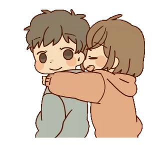 🥰 casal, abraço, desenho animado, amor, carinho, fofo telegram sticker