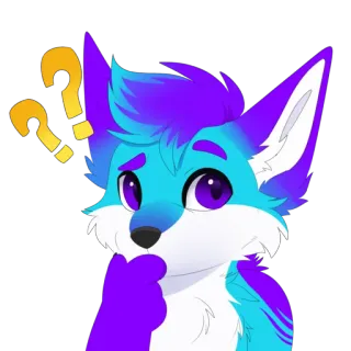 ❔ Furry, Zorro, Pensando, Pregunta, Signo de interrogación, Confundido, Dibujos animados telegram sticker