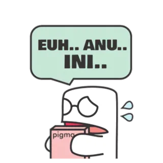💧 EUH.. ANU.. INI.. 만화, 말풍선, Pigmo, 캐릭터, 안경 telegram sticker
