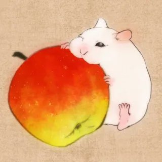 🐹 hamster, apple, cute, animal, rodent, food telegram sticker