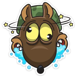 🤪 dog, military, dizzy, cartoon, animal, sad telegram sticker