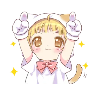 ✨ Anime, Chibi, Lindo, Kawaii, Gato, Orejas, Brillos telegram sticker