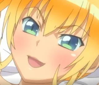 😈 anime, ragazza, sorridente, carina, bionda telegram sticker