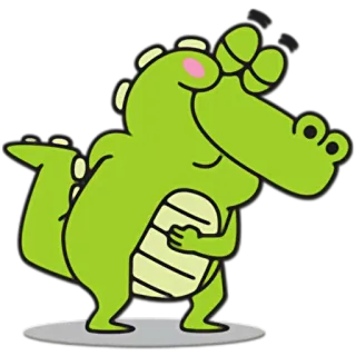 😌 cartoon, crocodile, reptile, animal, sticker, green, cute telegram sticker