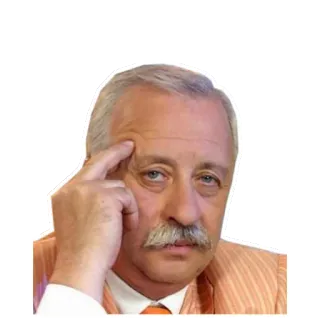 😐 pria, berpikir, kumis, orang, oranye, setelan, kaukasia, serius telegram sticker