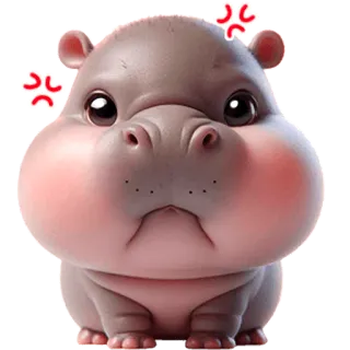 😡 ippopotamo, carino, arrabbiato, cartone animato, emoji, animale telegram sticker