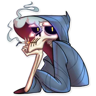 😒 esqueleto, cigarro, fumando, ceifador, morte, capuz, depressão telegram sticker