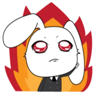 😒 卡通, 兔子, 西装, 火焰, 生气, 角色, 动物 whatsapp sticker
