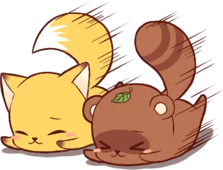 😵 animais, raposa, tanuki, fofo, correndo telegram sticker