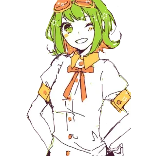 😁 Anime, Mädchen, Grüne Haare, Cartoon, Charakter telegram sticker