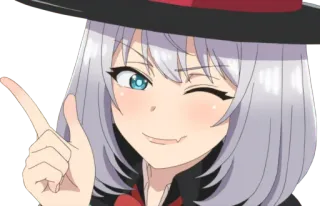😉 anime, dziewczyna, mrugnięcie, postać telegram sticker
