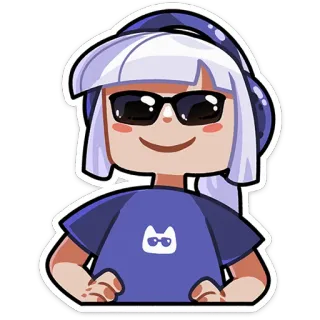 😎 мультик, персонаж, стикер, солнцезащитные очки, шляпа, фиолетовый whatsapp sticker