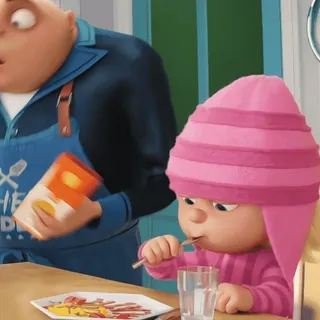 ✨️ Agnes Despicable Me Cartoon, Essen, Frühstück, Kind, Animiert, Rosa, Figur telegram sticker