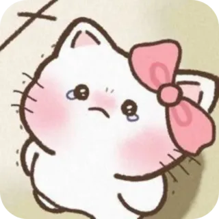 👍 gatto, triste, fiocco, carino, animale telegram sticker